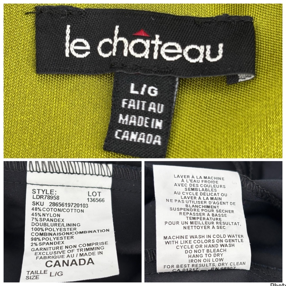le chateau Chartreuse and Black Short Sleeve Ruffle Neck Wiggle Skirt, Large - Picture 17 of 17